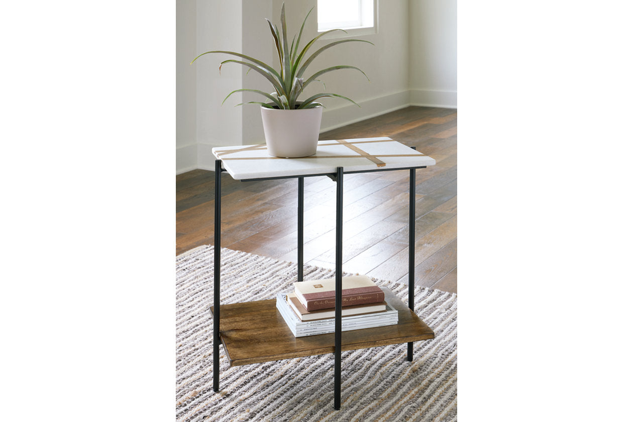 Braxmore White/Light Brown Accent Table - A4000525 - Luna Furniture - Dallas Store