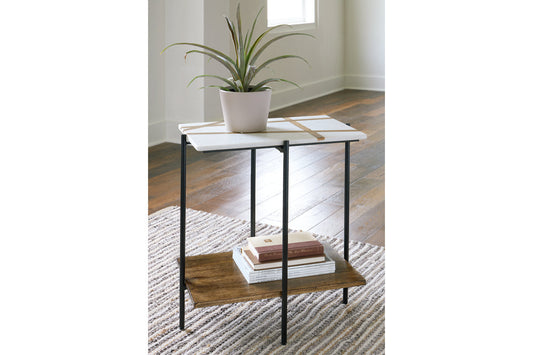 Braxmore White/Light Brown Accent Table - A4000525 - Luna Furniture - Dallas Store