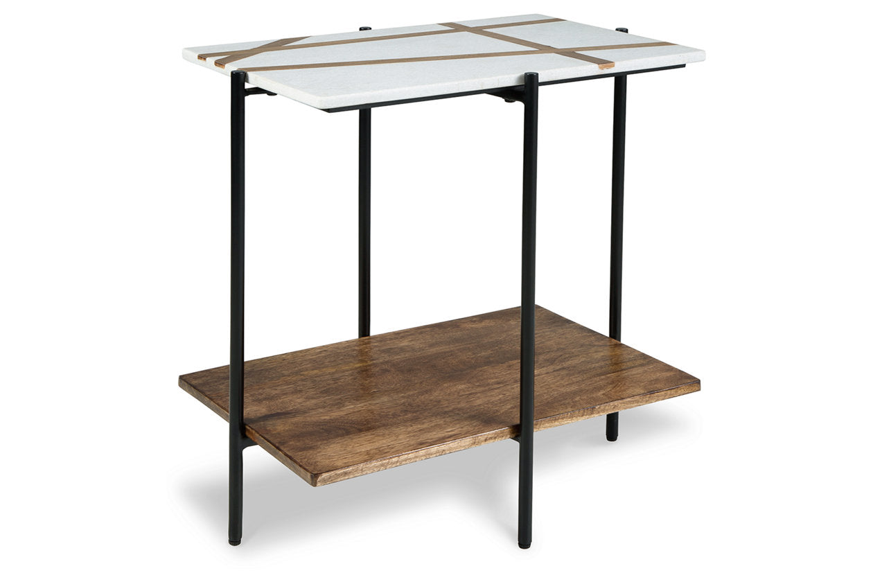 Braxmore White/Light Brown Accent Table - A4000525 - Luna Furniture - Dallas Store