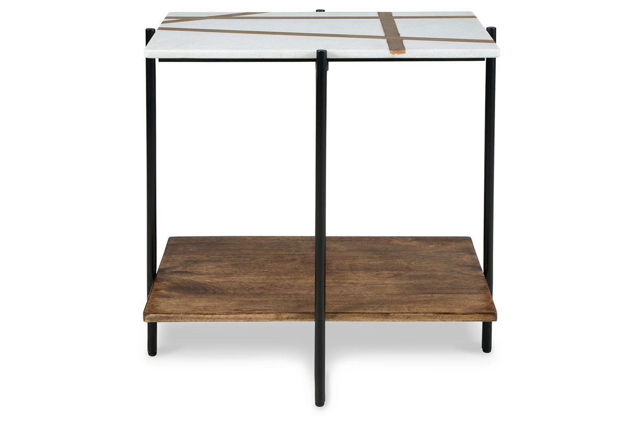 Braxmore White/Light Brown Accent Table - A4000525 - Luna Furniture - Dallas Store