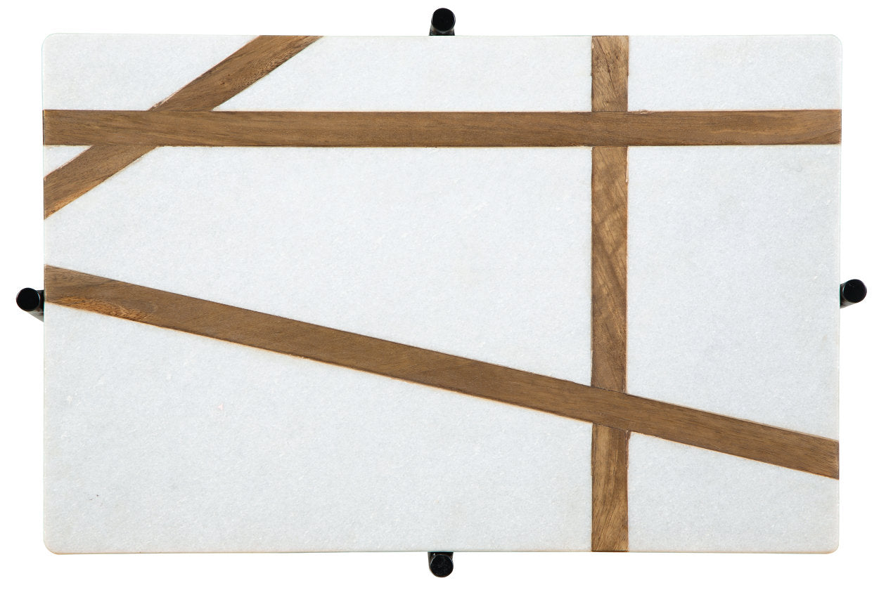 Braxmore White/Light Brown Accent Table - A4000525 - Luna Furniture - Dallas Store