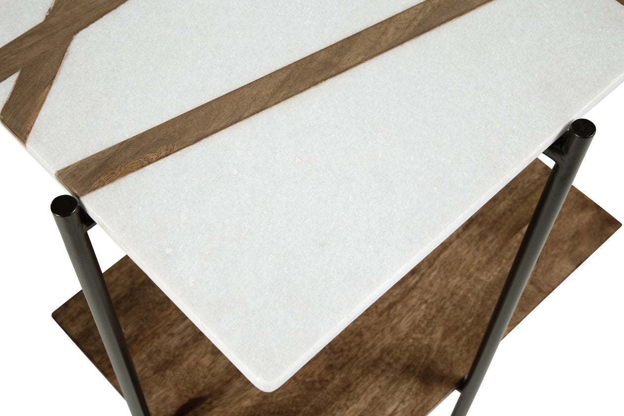 Braxmore White/Light Brown Accent Table - A4000525 - Luna Furniture - Dallas Store