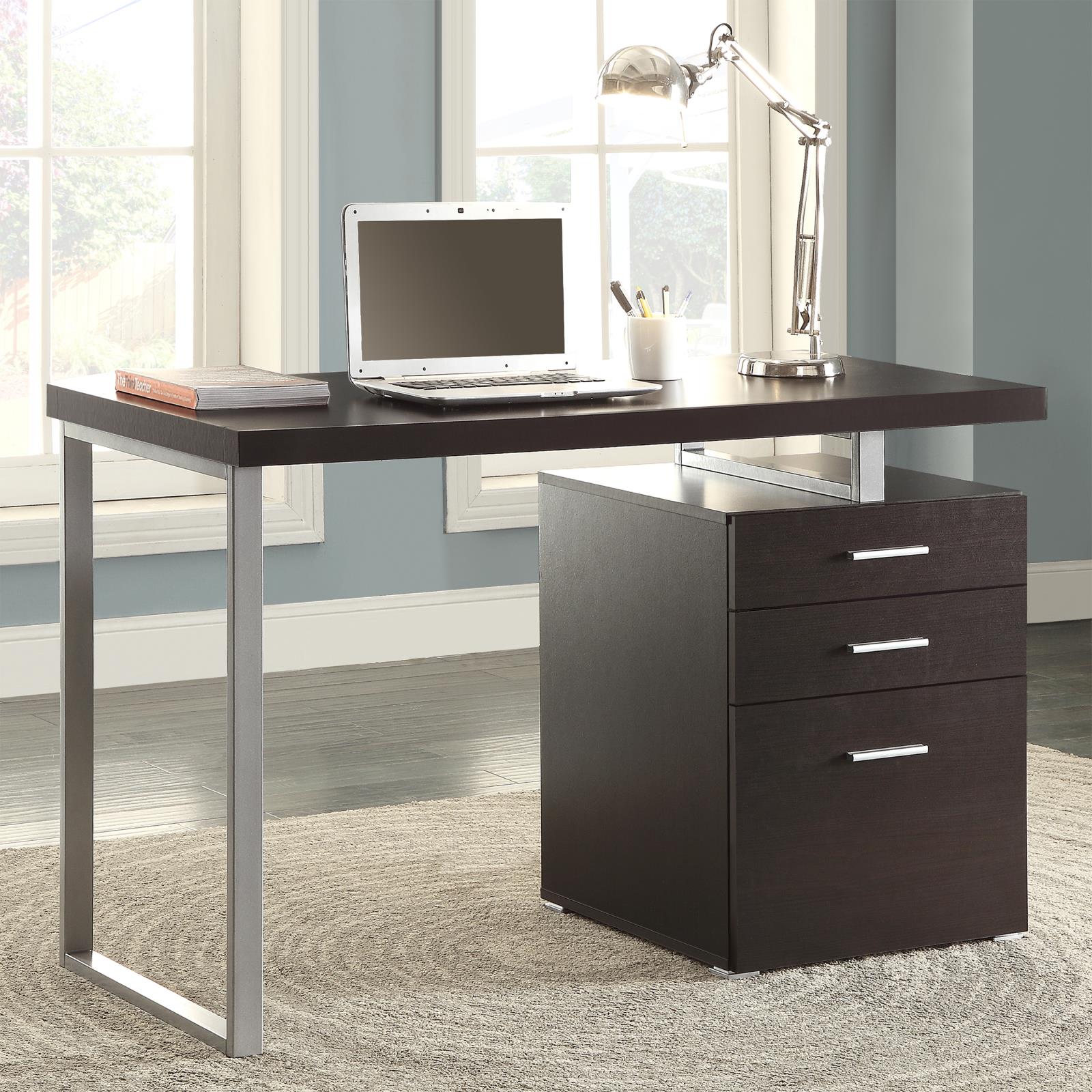 Brennan Cappuccino 3-Drawer Office Desk - 800519 - Luna Furniture - Dallas Store