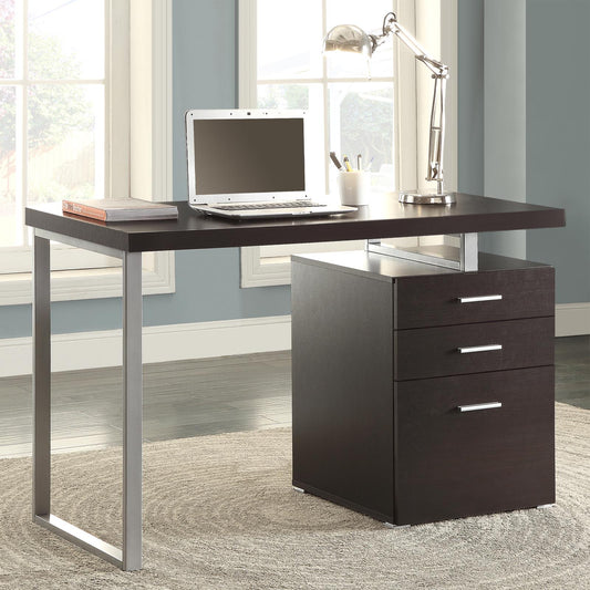 Brennan Cappuccino 3-Drawer Office Desk - 800519 - Luna Furniture - Dallas Store