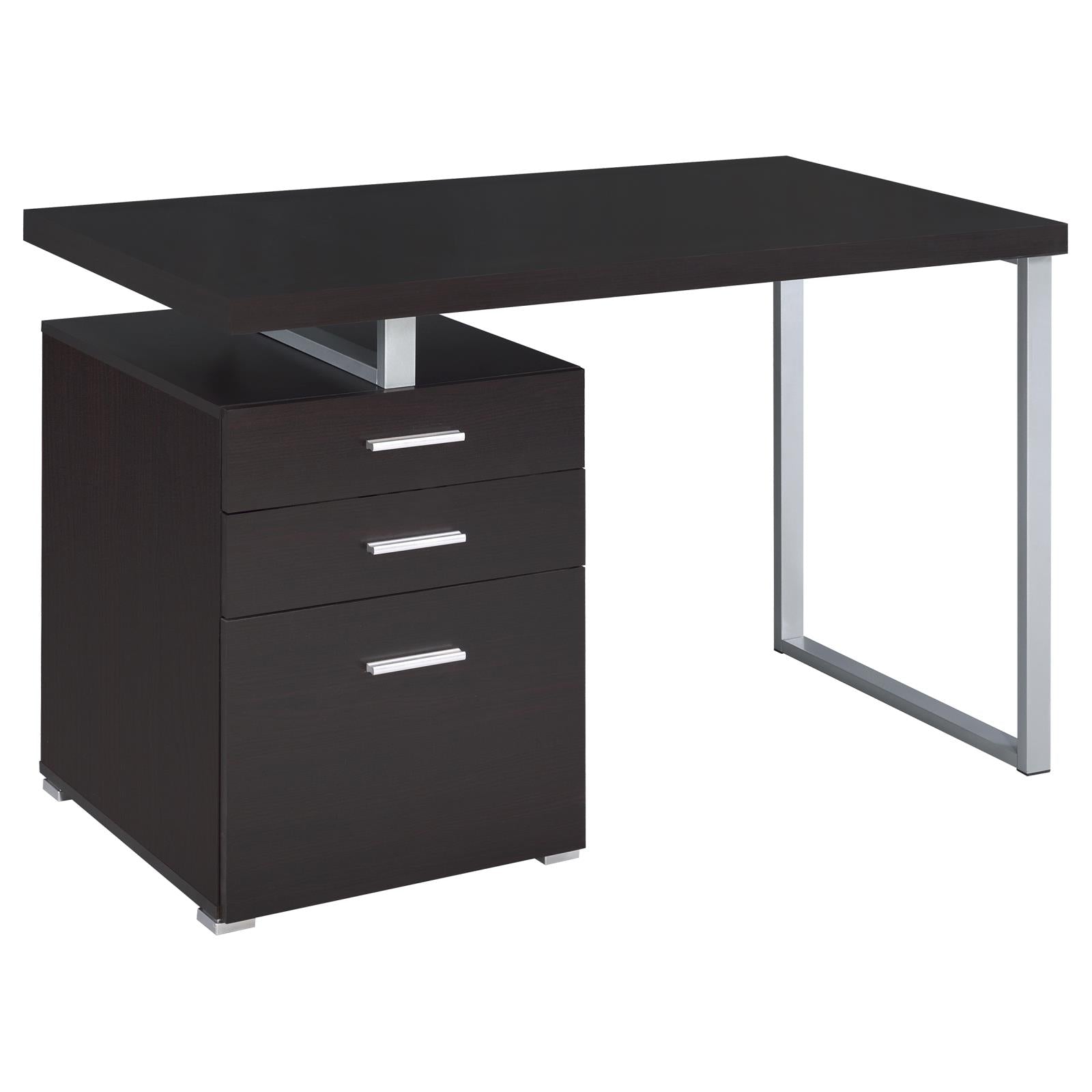 Brennan Cappuccino 3-Drawer Office Desk - 800519 - Luna Furniture - Dallas Store
