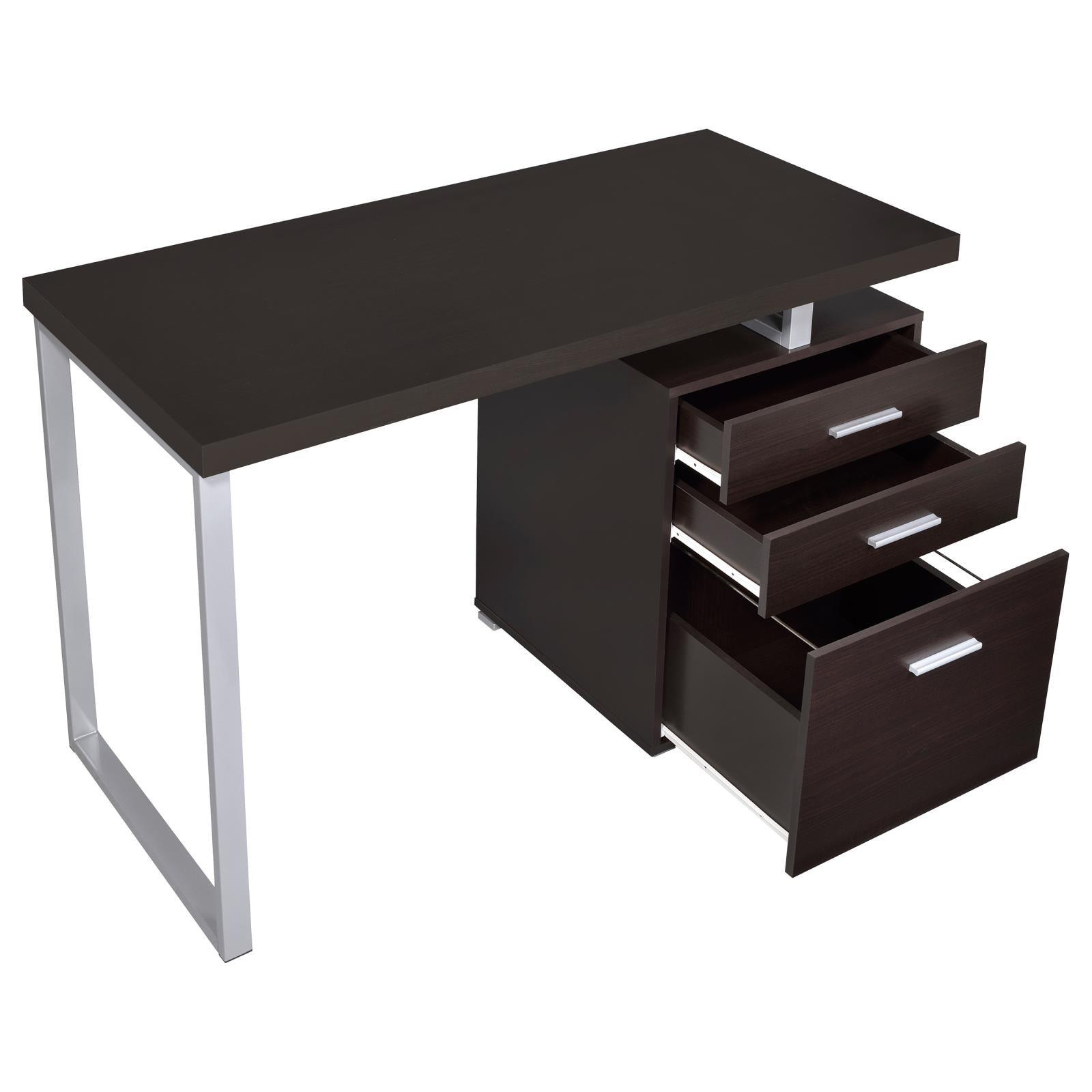 Brennan Cappuccino 3-Drawer Office Desk - 800519 - Luna Furniture - Dallas Store