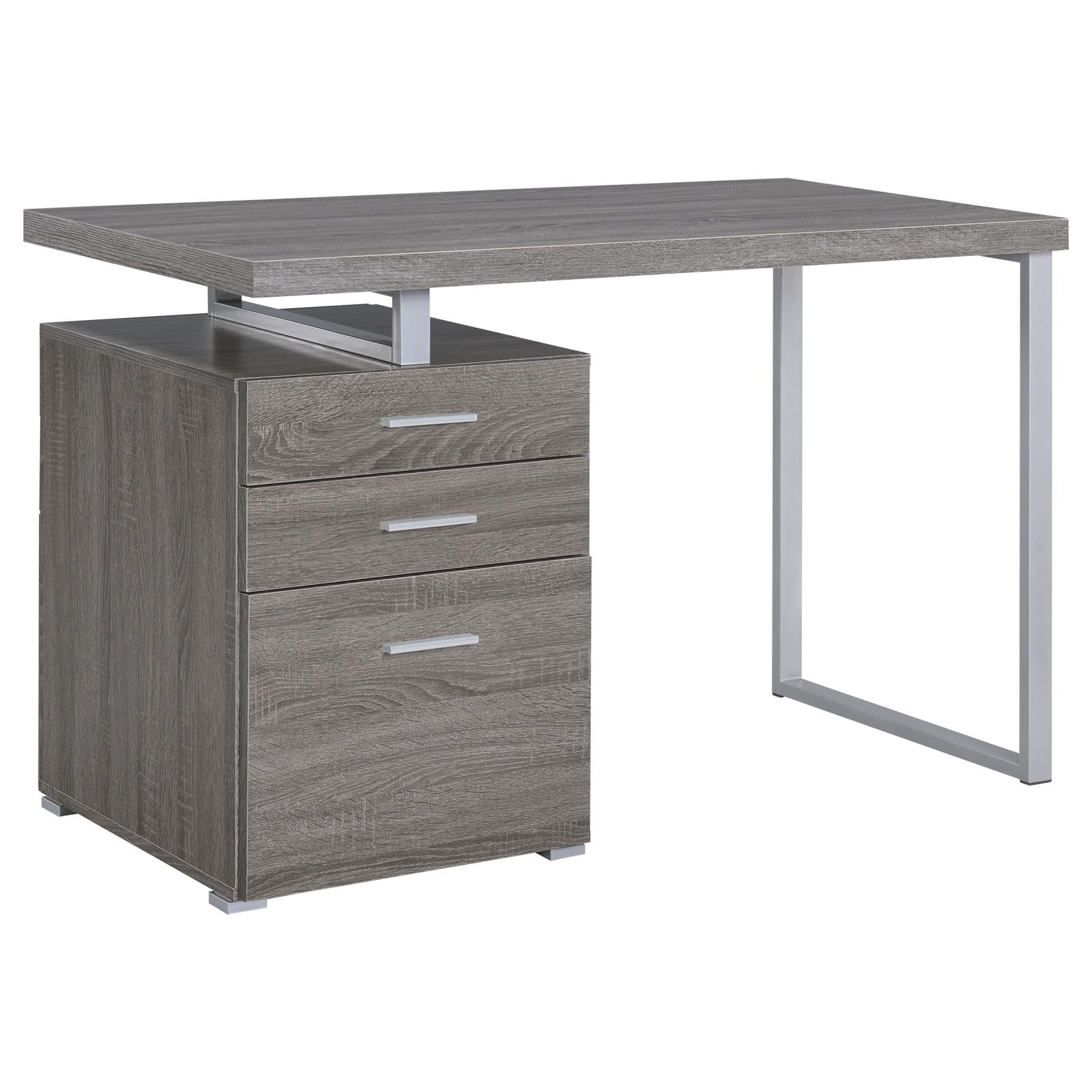 Brennan Weathered Gray 3-Drawer Office Desk - 800520 - Luna Furniture - Dallas Store