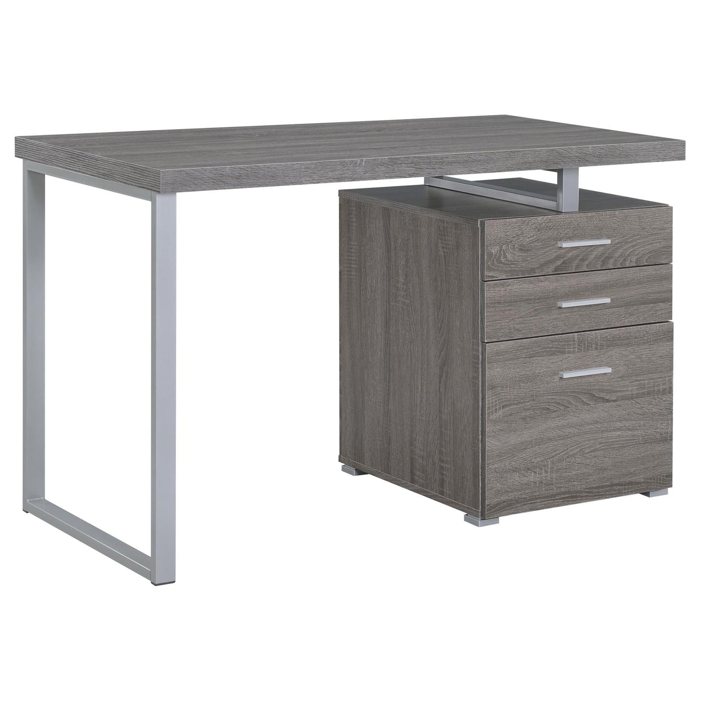 Brennan Weathered Gray 3-Drawer Office Desk - 800520 - Luna Furniture - Dallas Store