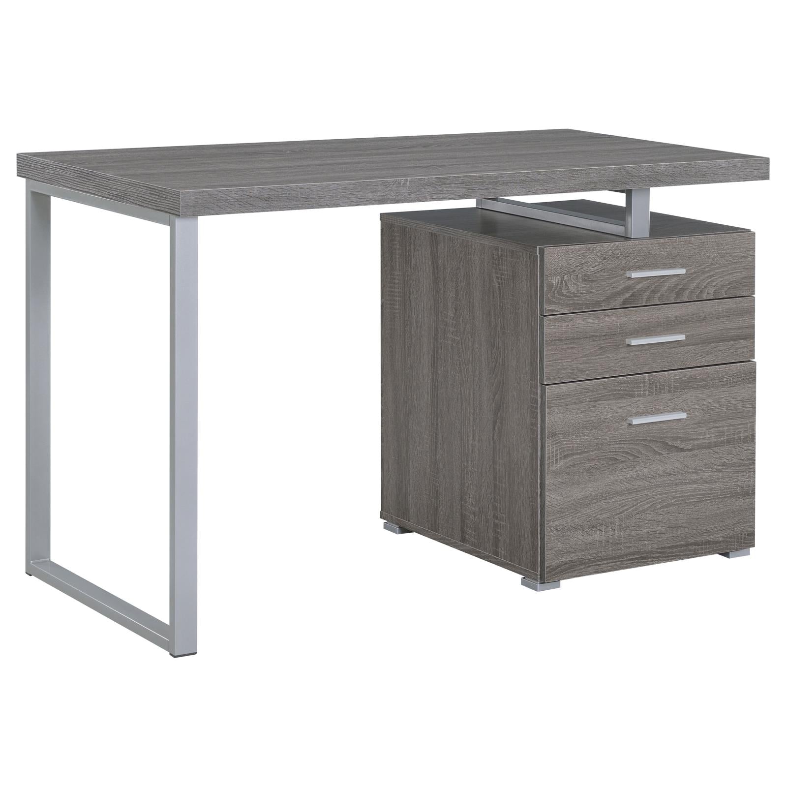 Brennan Weathered Gray 3-Drawer Office Desk - 800520 - Luna Furniture - Dallas Store