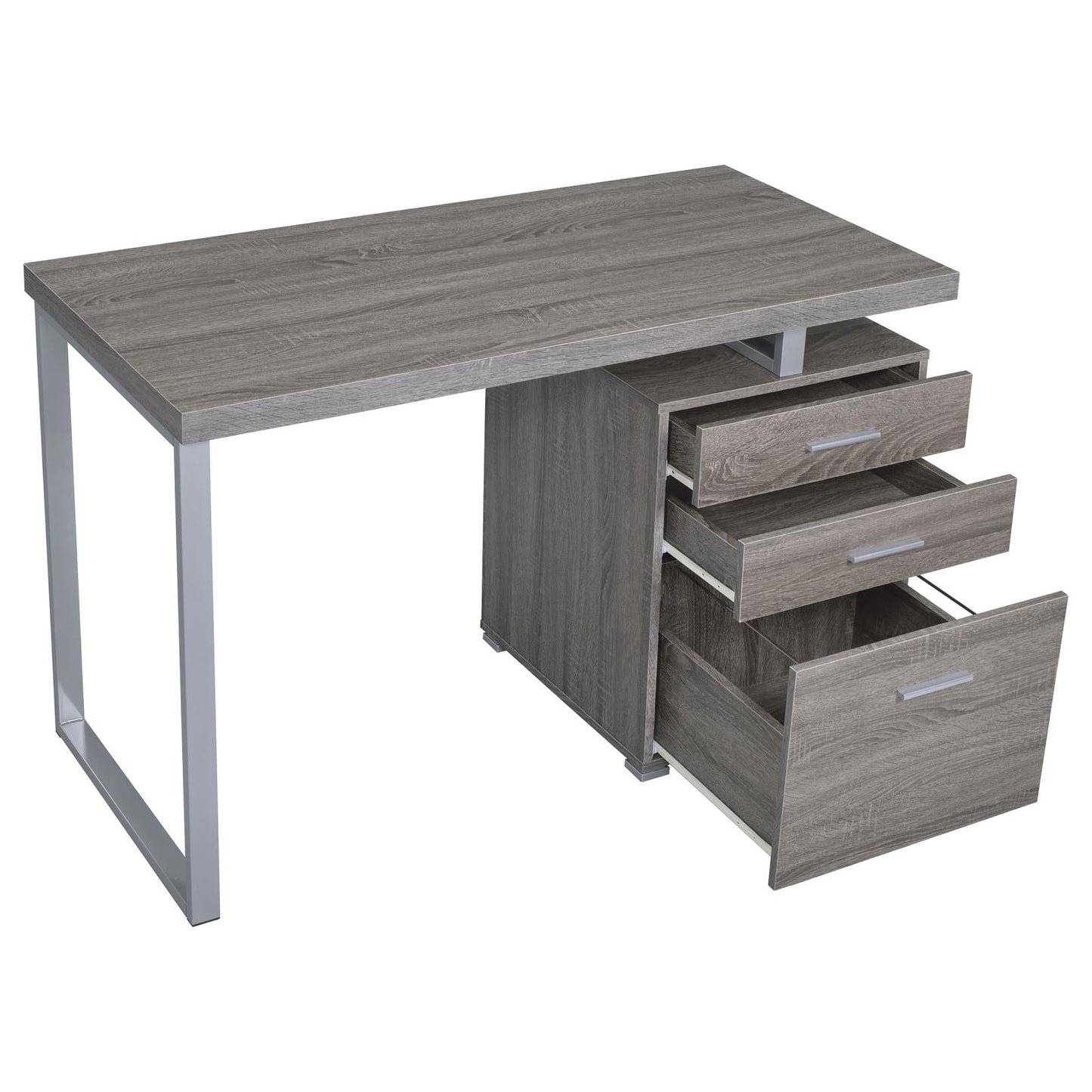 Brennan Weathered Gray 3-Drawer Office Desk - 800520 - Luna Furniture - Dallas Store