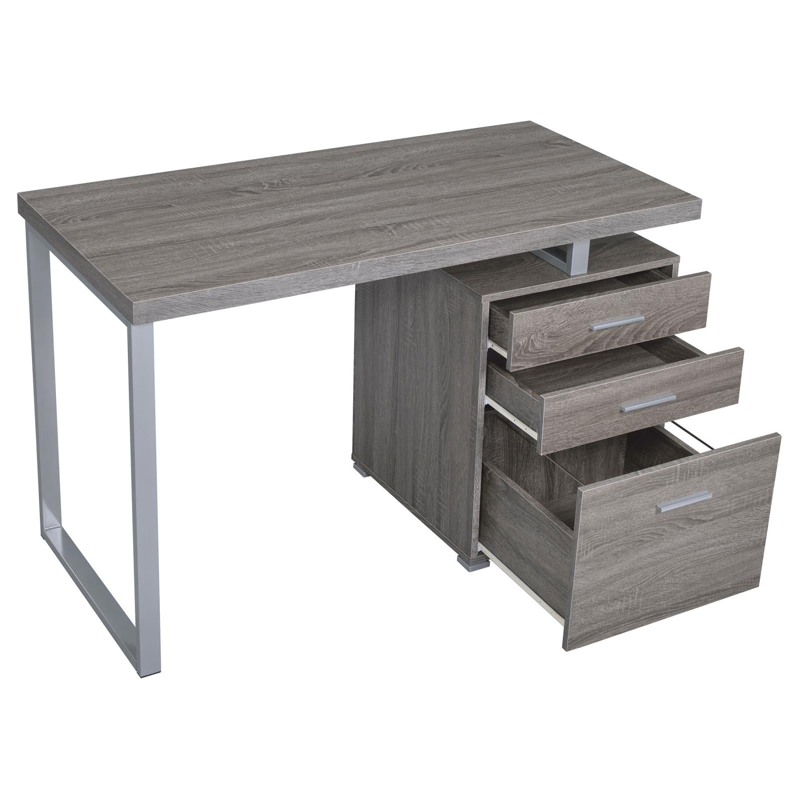 Brennan Weathered Gray 3-Drawer Office Desk - 800520 - Luna Furniture - Dallas Store