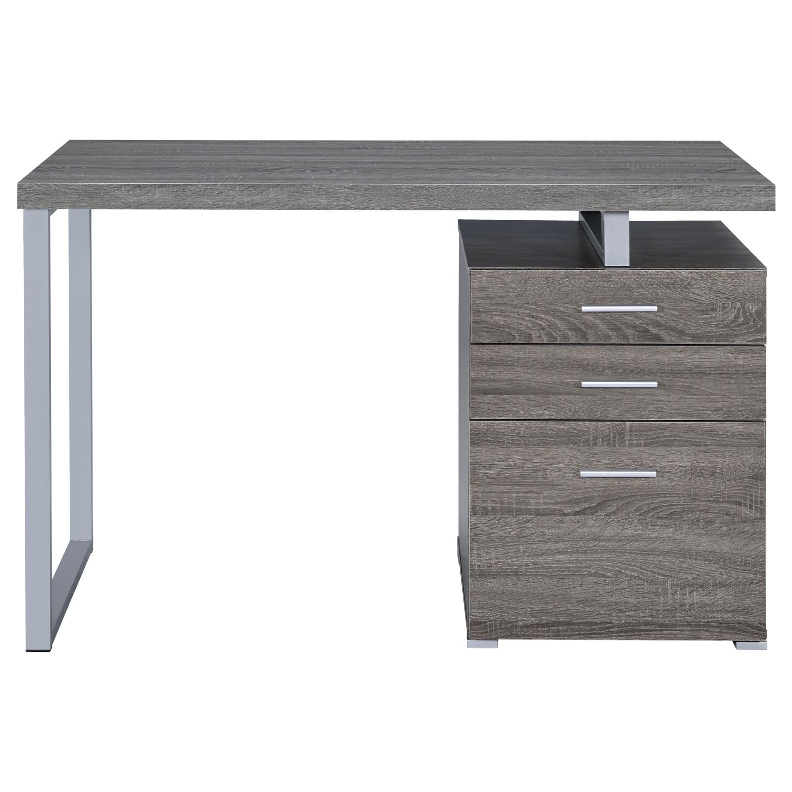Brennan Weathered Gray 3-Drawer Office Desk - 800520 - Luna Furniture - Dallas Store