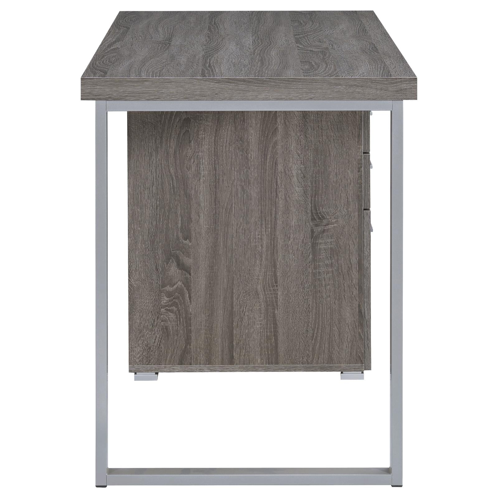 Brennan Weathered Gray 3-Drawer Office Desk - 800520 - Luna Furniture - Dallas Store