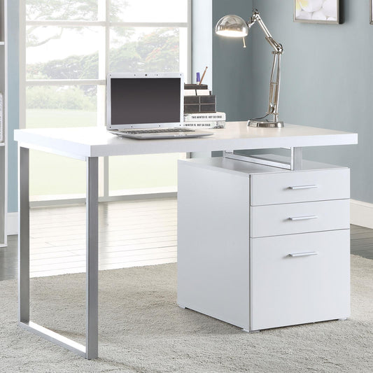 Brennan White 3-Drawer Office Desk - 800325 - Luna Furniture - Dallas Store