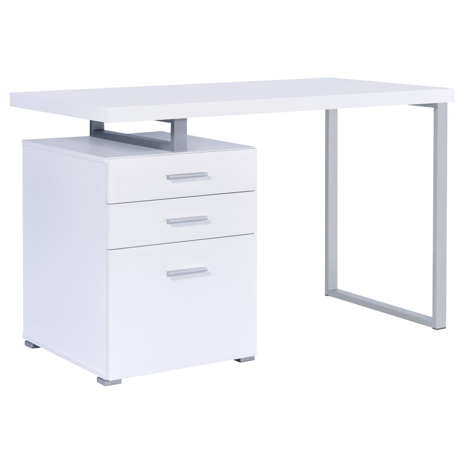 Brennan White 3-Drawer Office Desk - 800325 - Luna Furniture - Dallas Store