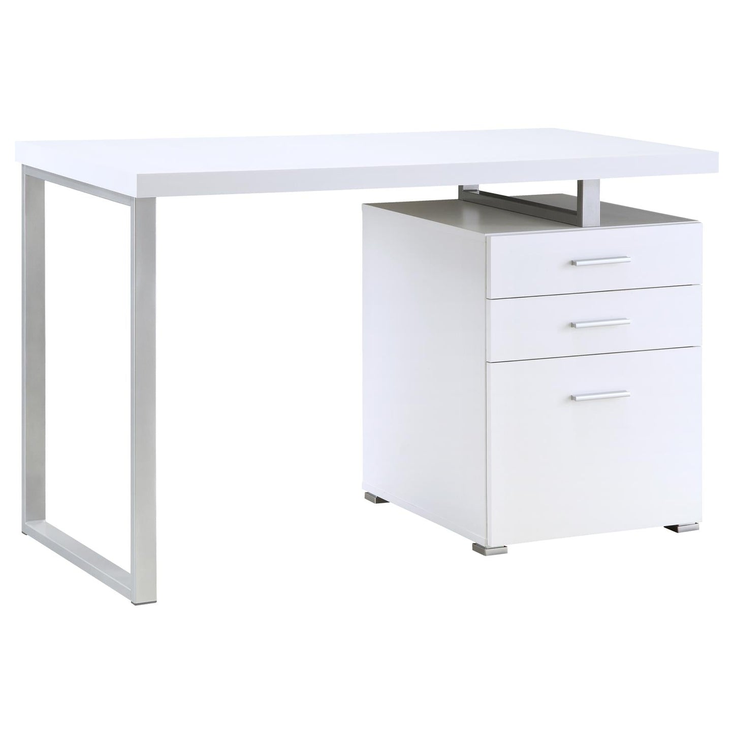 Brennan White 3-Drawer Office Desk - 800325 - Luna Furniture - Dallas Store