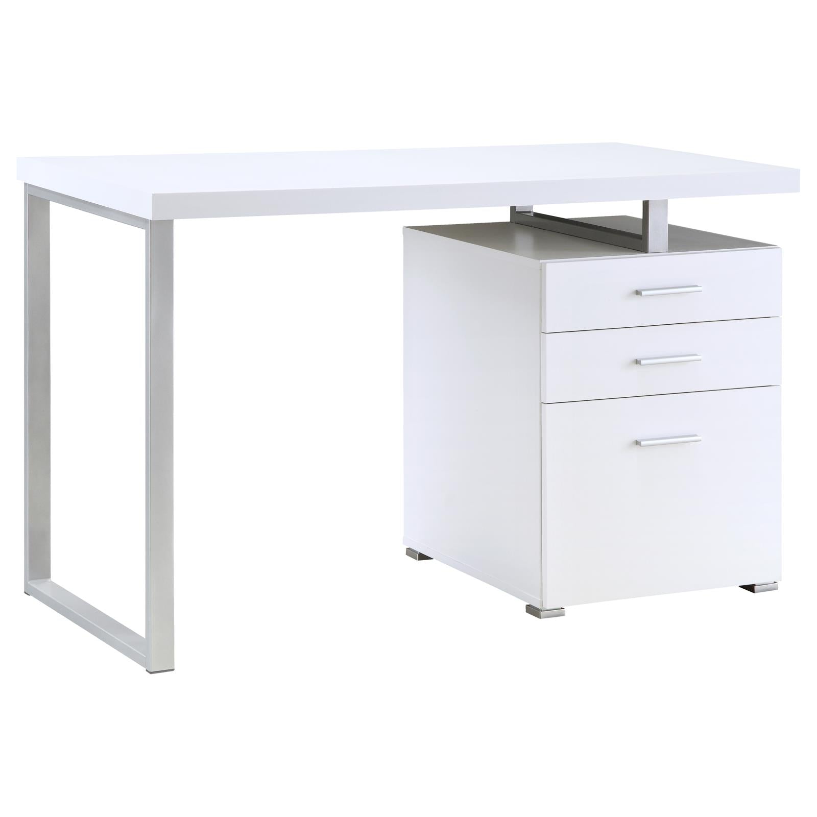 Brennan White 3-Drawer Office Desk - 800325 - Luna Furniture - Dallas Store