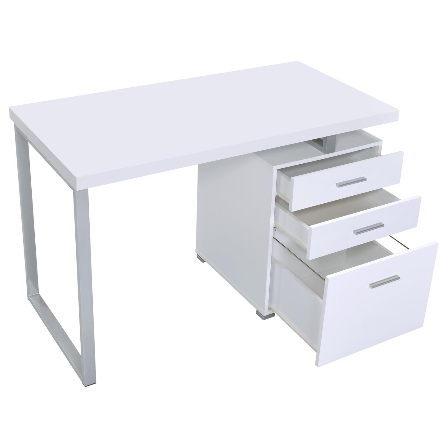 Brennan White 3-Drawer Office Desk - 800325 - Luna Furniture - Dallas Store