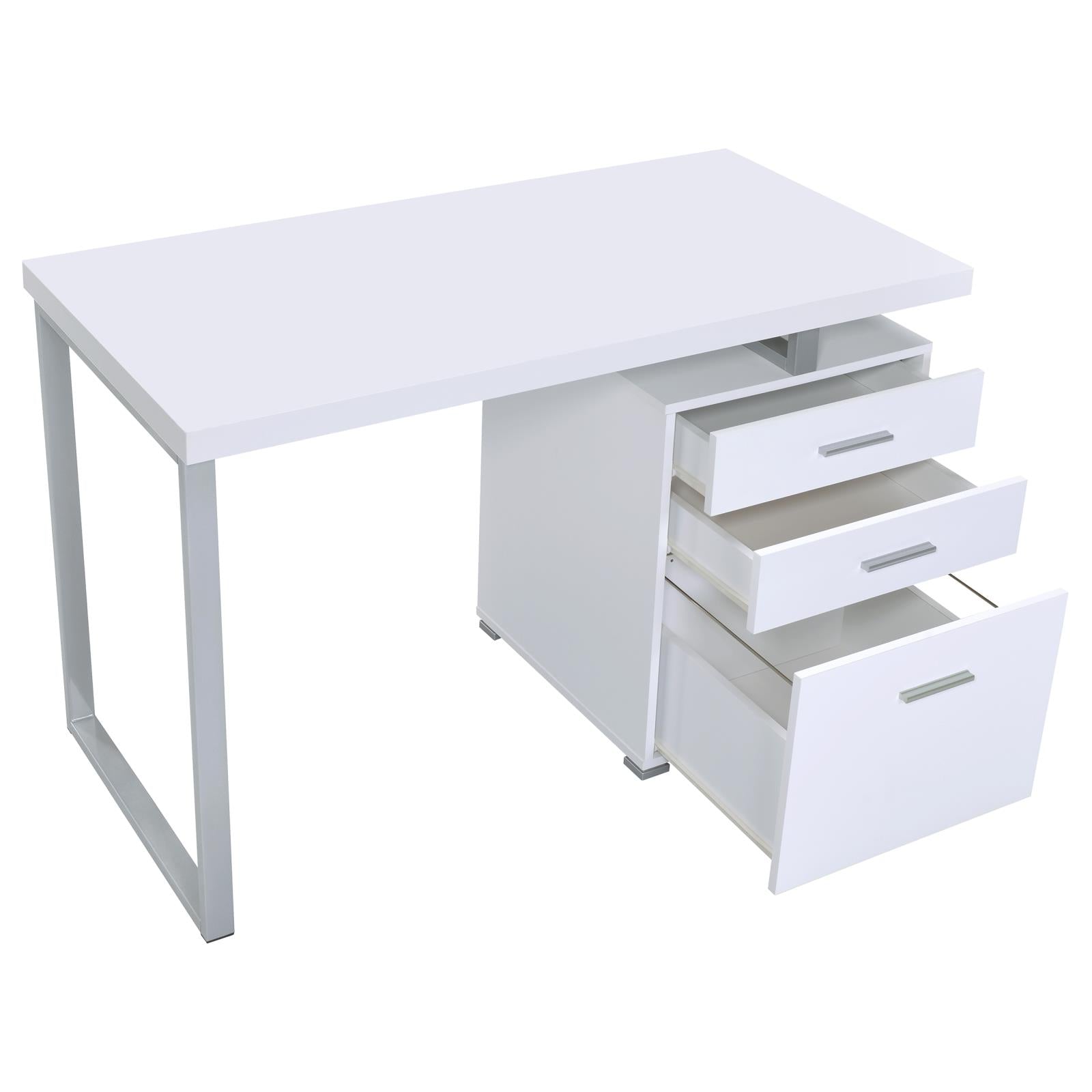Brennan White 3-Drawer Office Desk - 800325 - Luna Furniture - Dallas Store