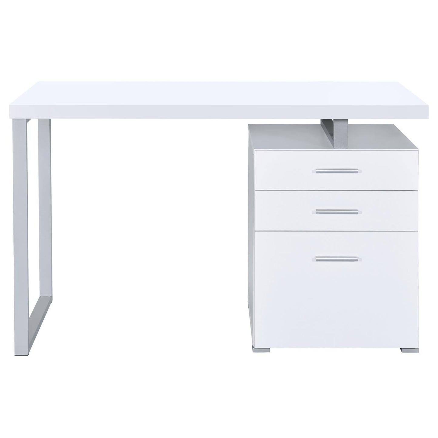 Brennan White 3-Drawer Office Desk - 800325 - Luna Furniture - Dallas Store