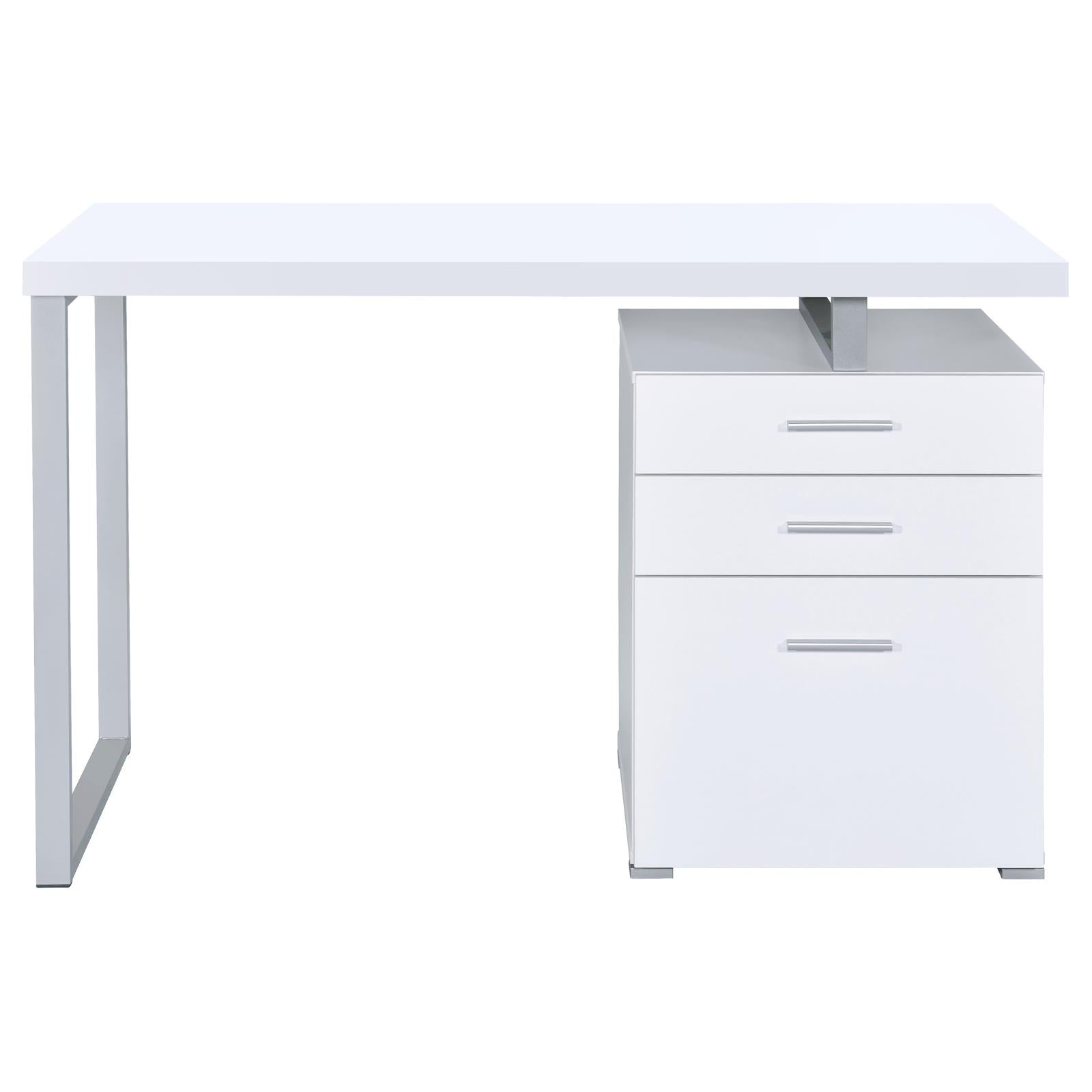 Brennan White 3-Drawer Office Desk - 800325 - Luna Furniture - Dallas Store