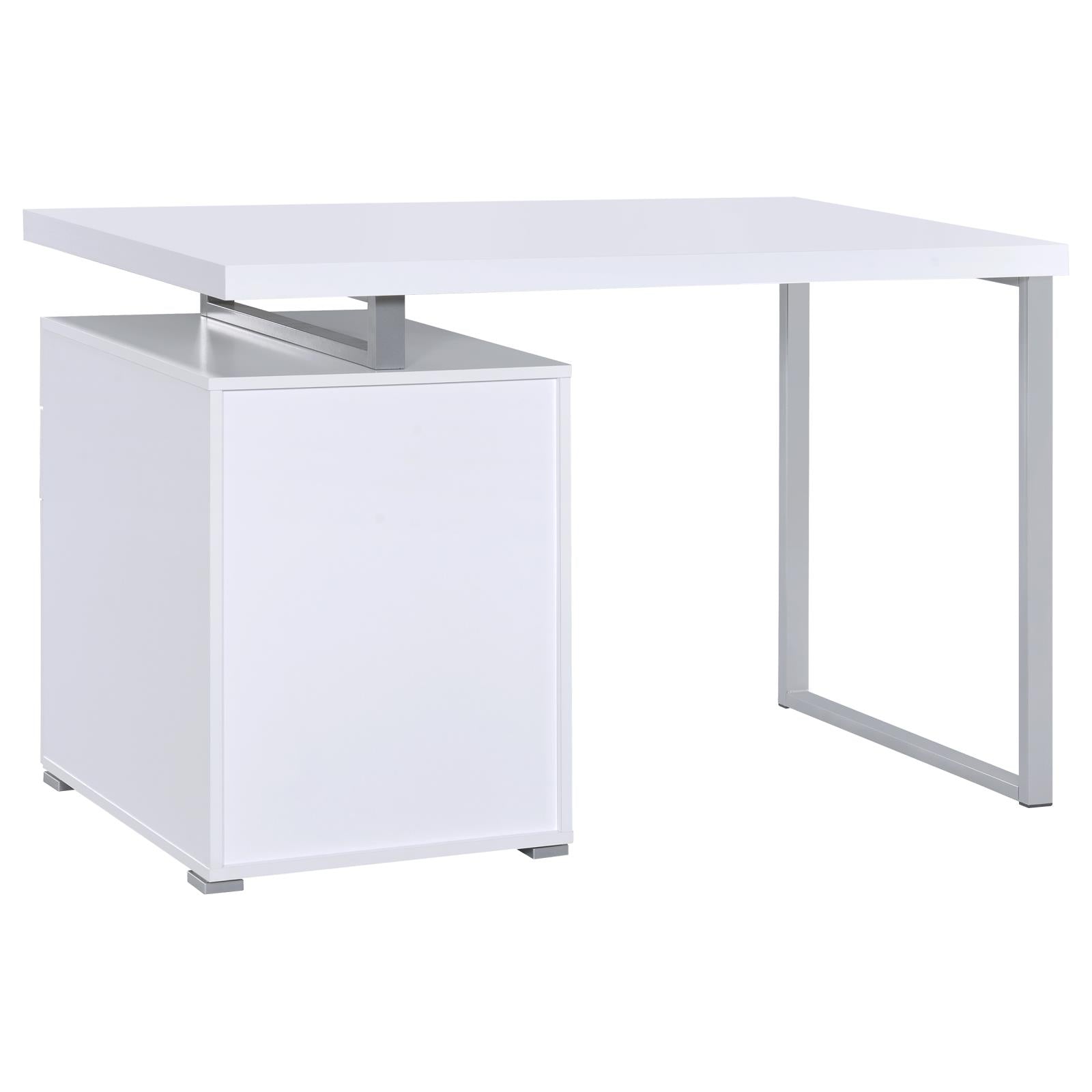 Brennan White 3-Drawer Office Desk - 800325 - Luna Furniture - Dallas Store