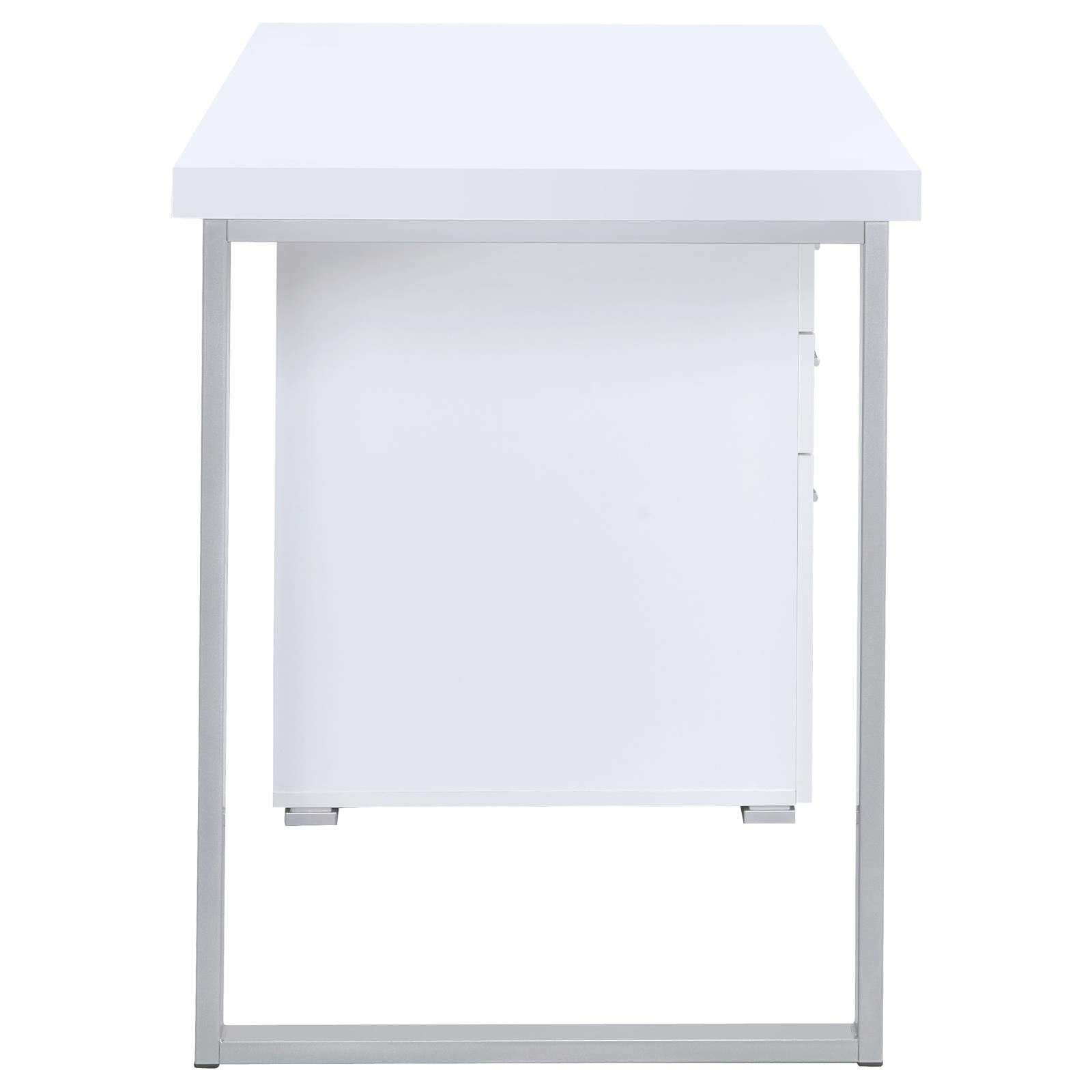 Brennan White 3-Drawer Office Desk - 800325 - Luna Furniture - Dallas Store