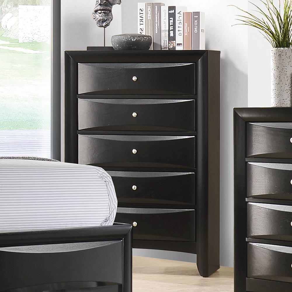 Briana Black Rectangular 5-Drawer Chest - 200705 - Luna Furniture - Dallas Store