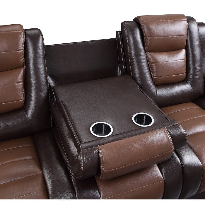 Briscoe Brown Double Reclining Living Room Set - SET | 9470BR-1 | 9470BR-2 | 9470BR-3 - Luna Furniture - Dallas Store