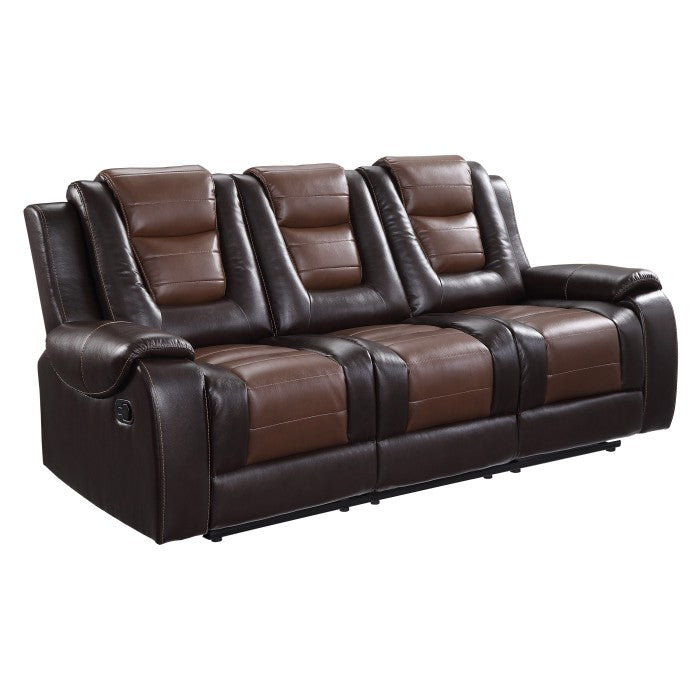 Briscoe Brown Double Reclining Sofa with Drop-Down Cup Holders - 9470BR-3 - Luna Furniture - Dallas Store