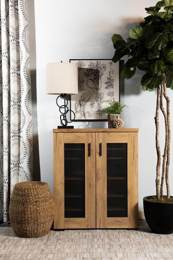Bristol Golden Oak Metal Mesh Door Accent Cabinet - 951107 - Luna Furniture - Dallas Store