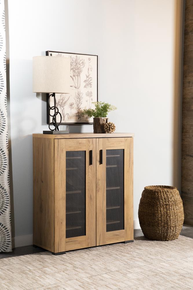Bristol Golden Oak Metal Mesh Door Accent Cabinet - 951107 - Luna Furniture - Dallas Store