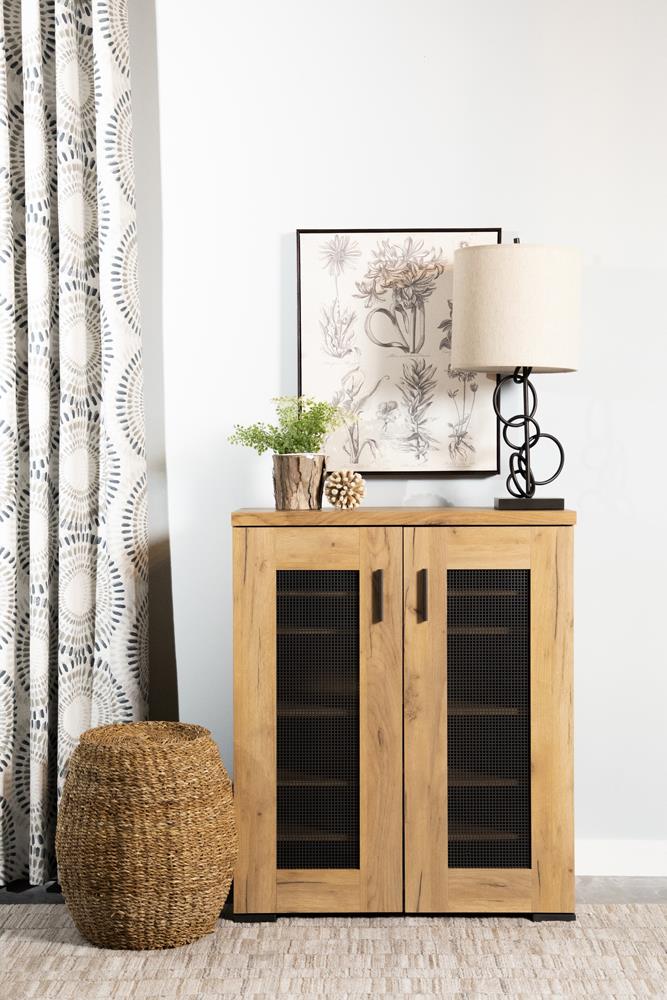 Bristol Golden Oak Metal Mesh Door Accent Cabinet - 951107 - Luna Furniture - Dallas Store