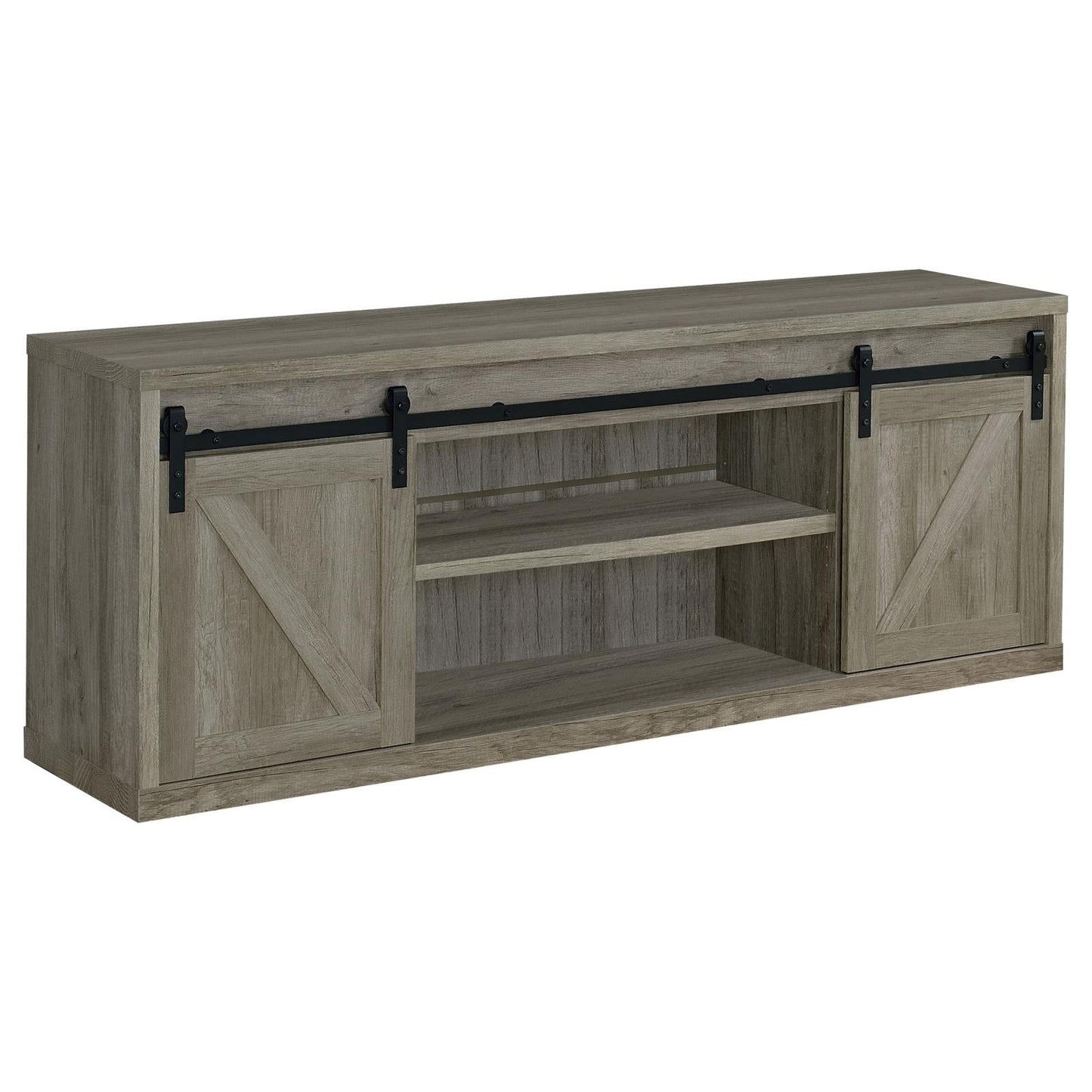 Brockton 71-inch 3-Shelf Sliding Doors TV Console Gray Driftwood - 723263 - Luna Furniture - Dallas Store