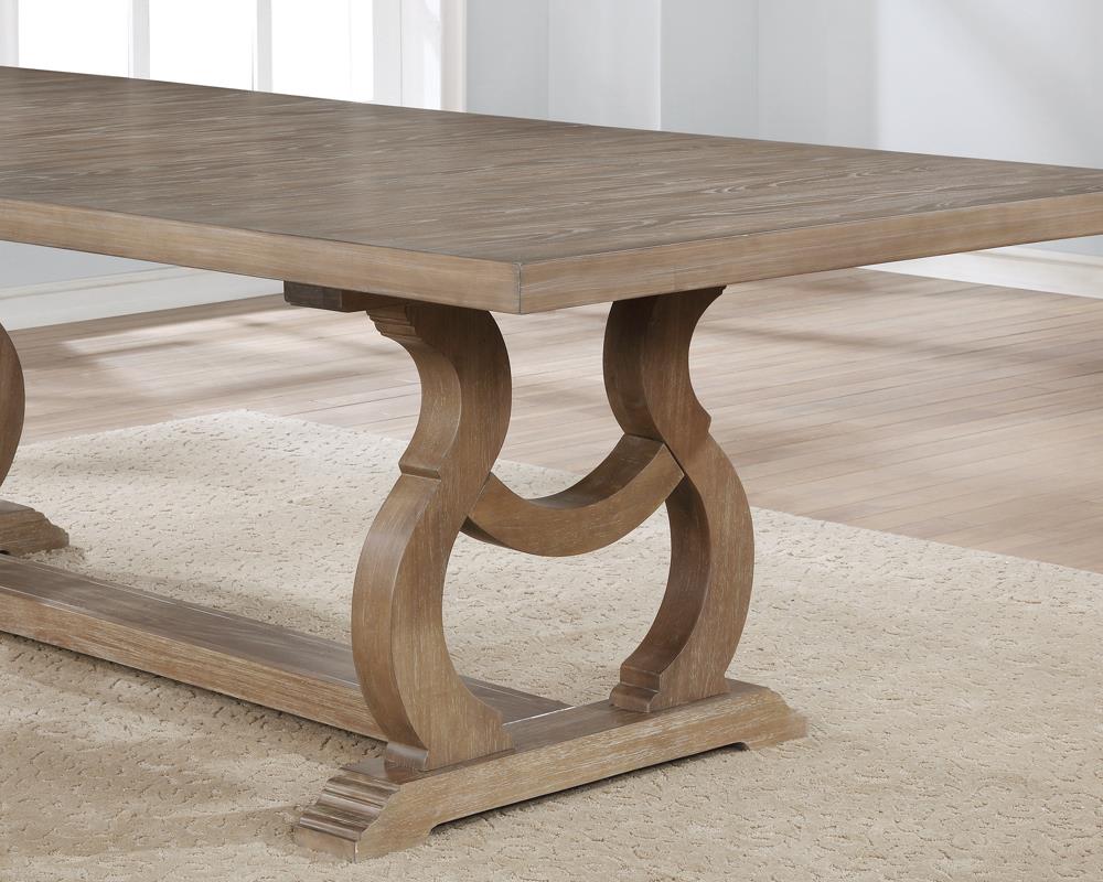 Brockway Cove Barley Brown Trestle Dining Table - 110291 - Luna Furniture - Dallas Store