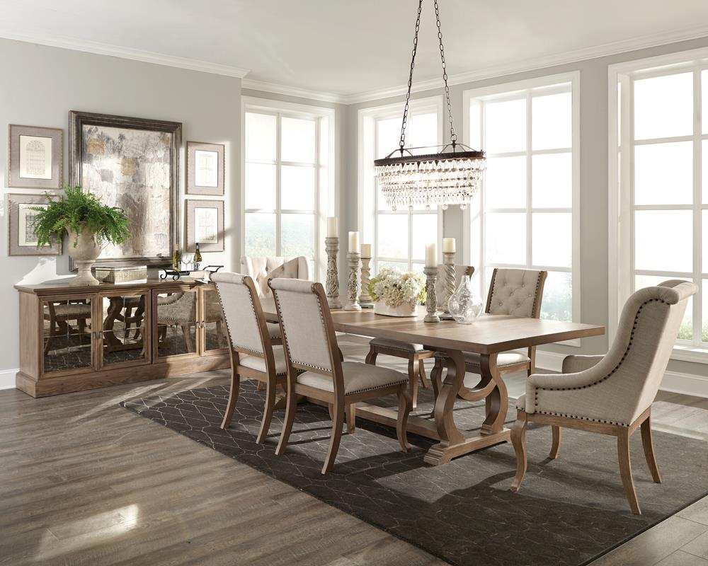 Brockway Cove Barley Brown Trestle Dining Table - 110291 - Luna Furniture - Dallas Store