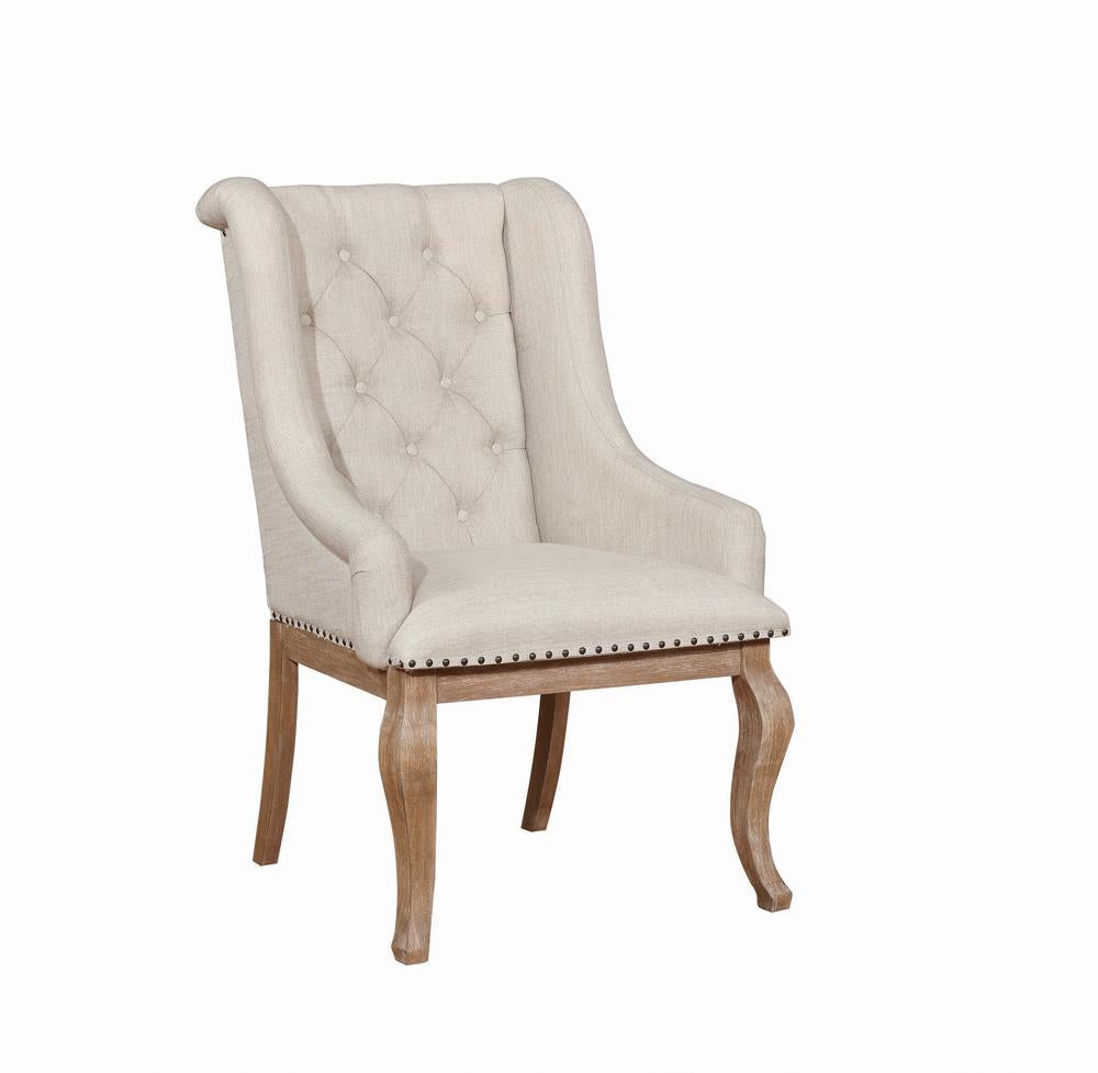 Brockway Cove Cream/Barley Brown Tufted Arm Chairs, Set of 2 - 110293 - Luna Furniture - Dallas Store