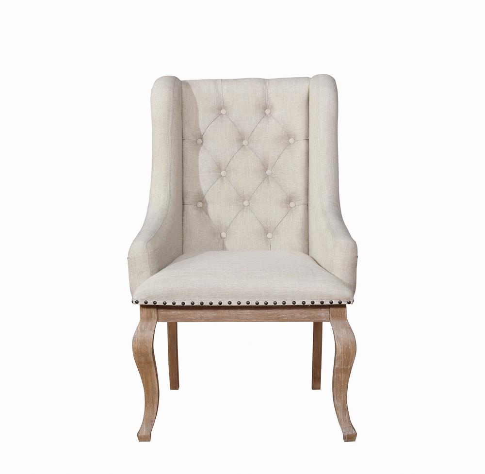 Brockway Cove Cream/Barley Brown Tufted Arm Chairs, Set of 2 - 110293 - Luna Furniture - Dallas Store