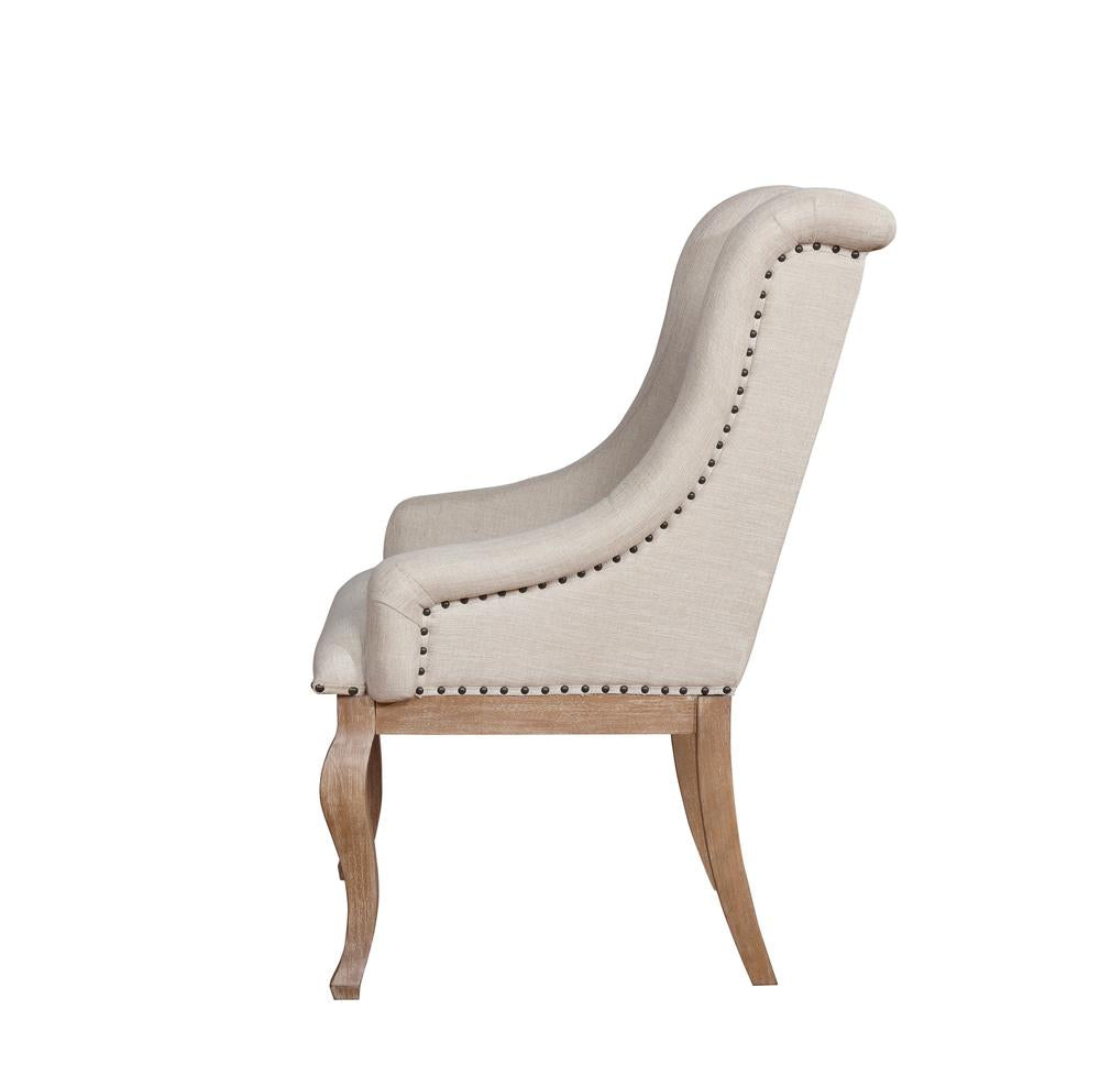 Brockway Cove Cream/Barley Brown Tufted Arm Chairs, Set of 2 - 110293 - Luna Furniture - Dallas Store