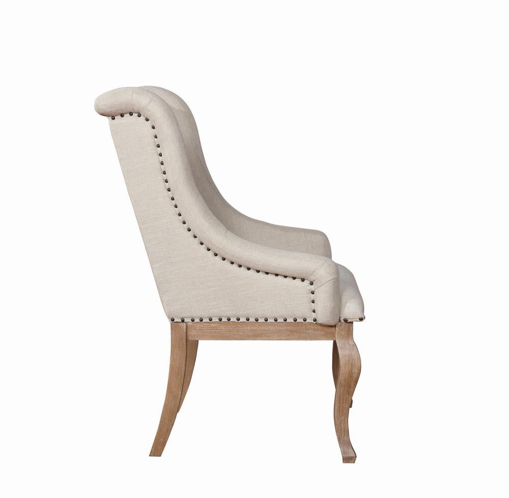 Brockway Cove Cream/Barley Brown Tufted Arm Chairs, Set of 2 - 110293 - Luna Furniture - Dallas Store