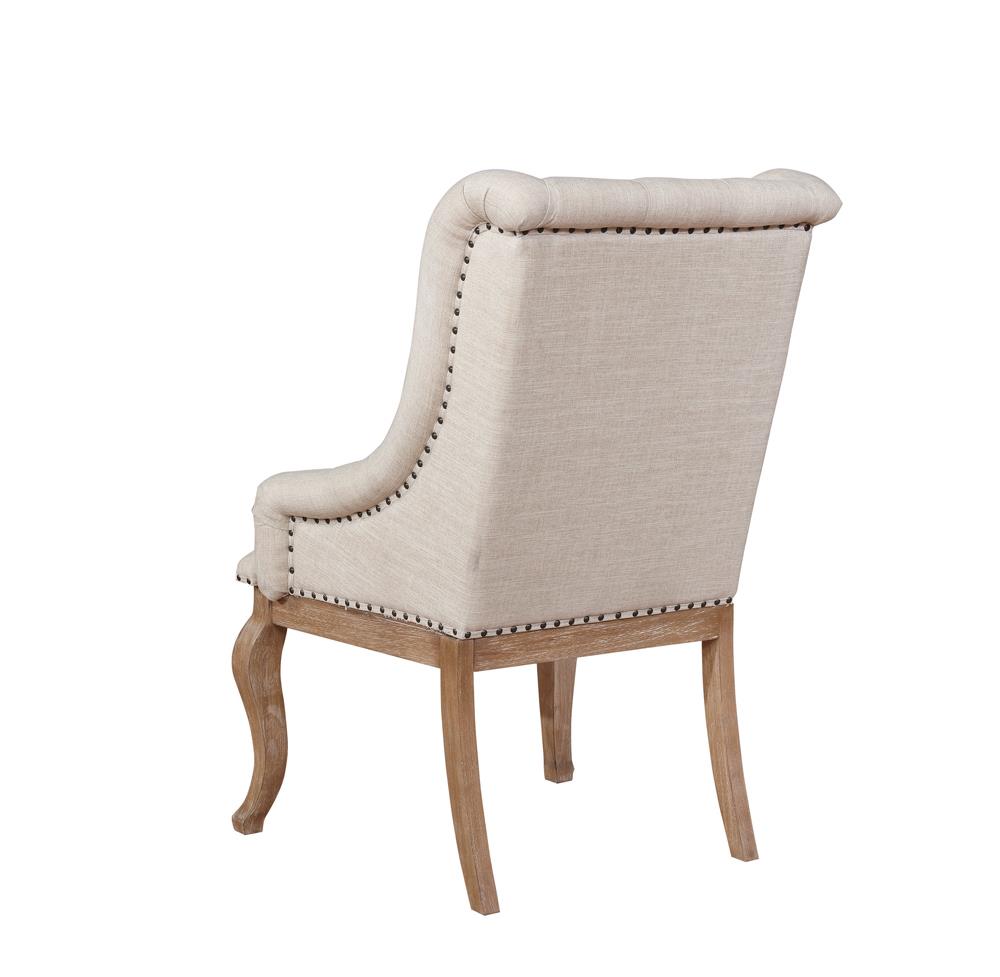 Brockway Cove Cream/Barley Brown Tufted Arm Chairs, Set of 2 - 110293 - Luna Furniture - Dallas Store