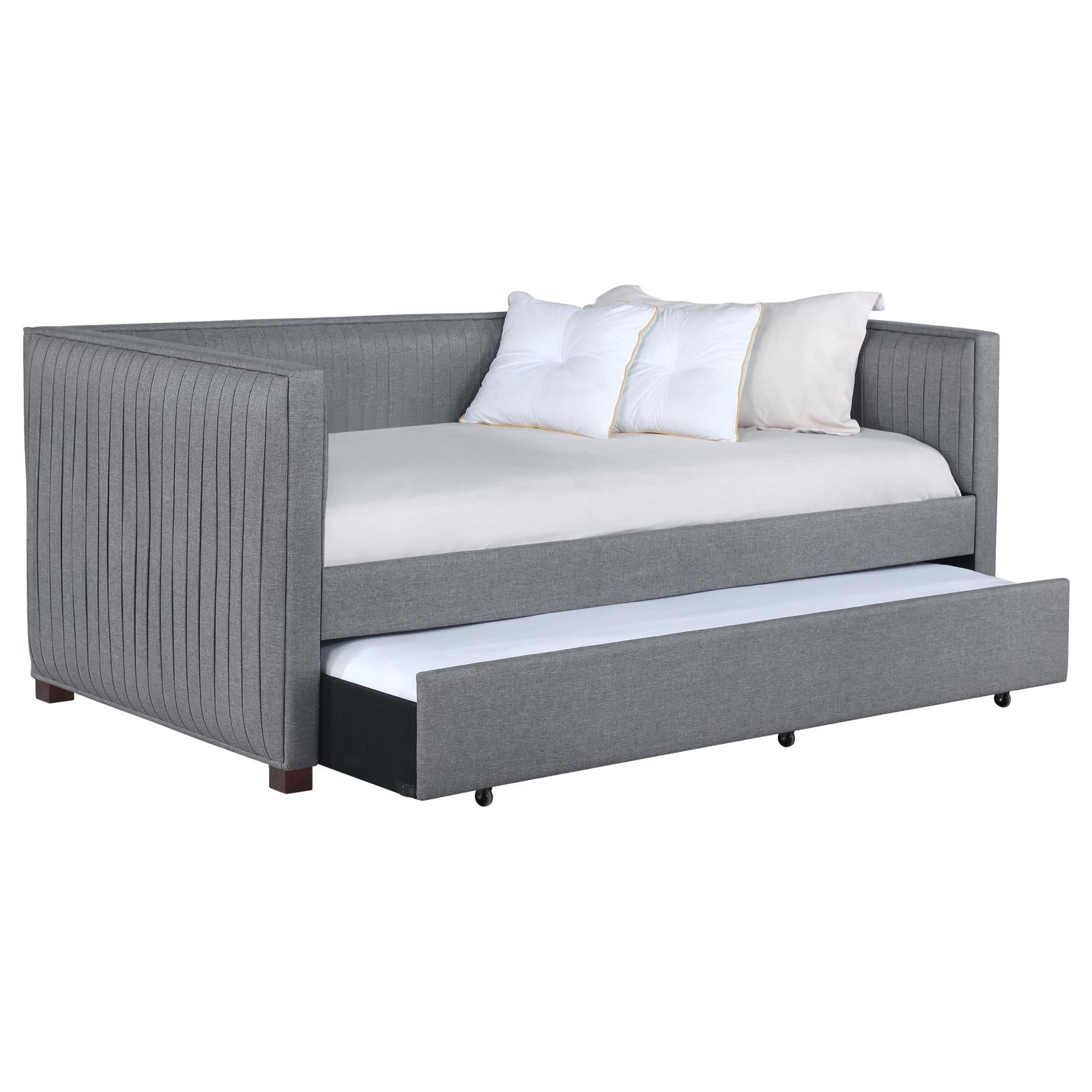 Brodie Gray Upholstered Twin Daybed with Trundle - 300554 - Luna Furniture - Dallas Store
