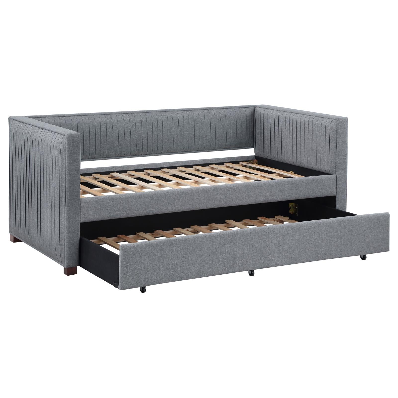 Brodie Gray Upholstered Twin Daybed with Trundle - 300554 - Luna Furniture - Dallas Store