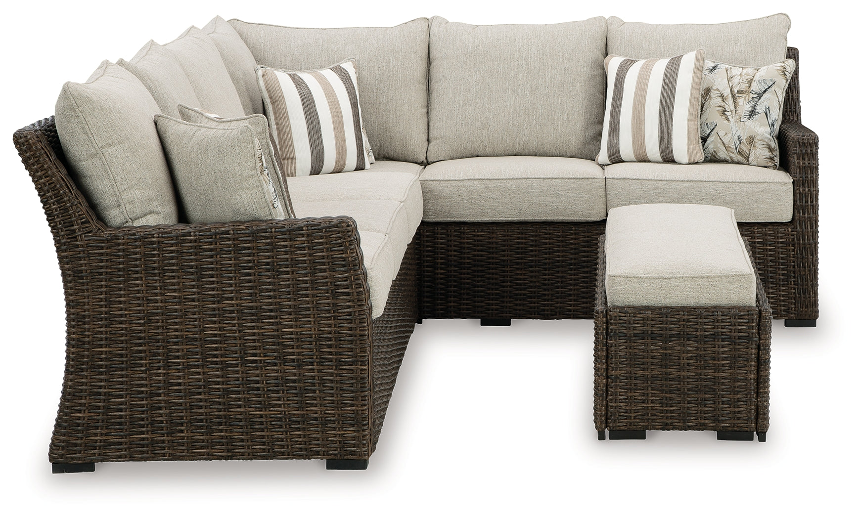 Brook Ranch Brown Outdoor Sofa Sectional/Bench with Cushion, Set of 3 - P465-822 - Luna Furniture - Dallas Store
