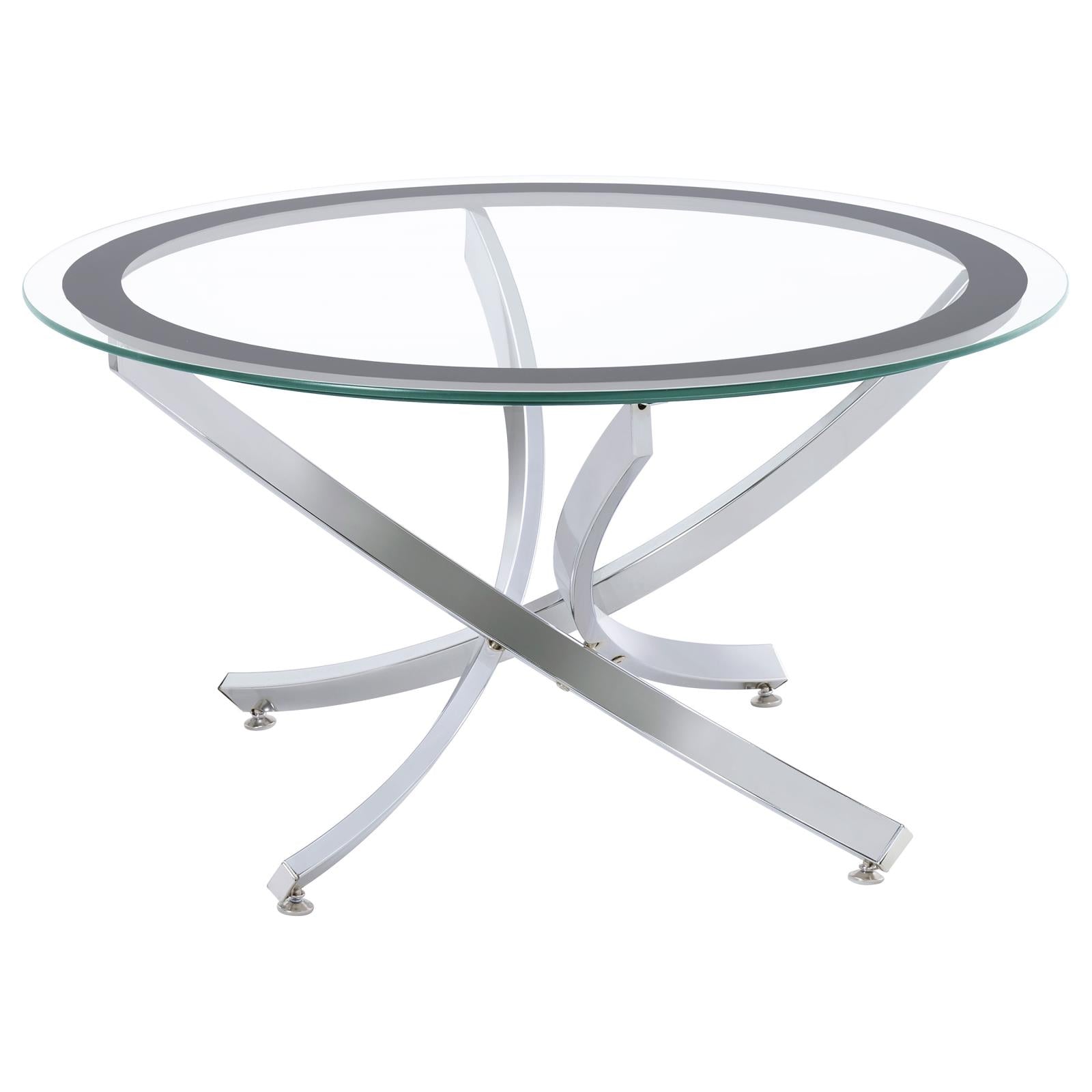Brooke Chrome/Black Glass Top Coffee Table - 702588 - Luna Furniture - Dallas Store