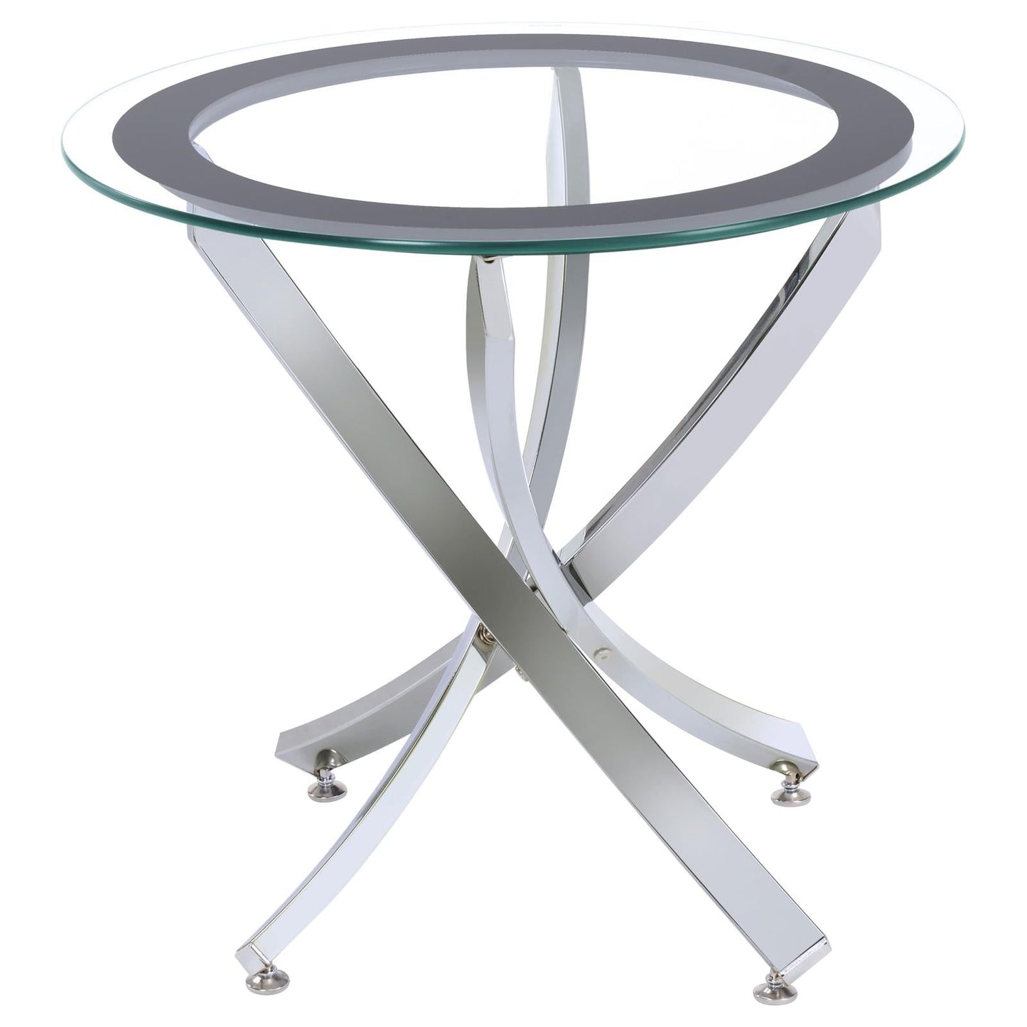 Brooke Glass Top End Table Chrome/Black - 702587 - Luna Furniture - Dallas Store