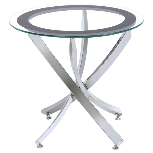 Brooke Glass Top End Table Chrome/Black - 702587 - Luna Furniture - Dallas Store