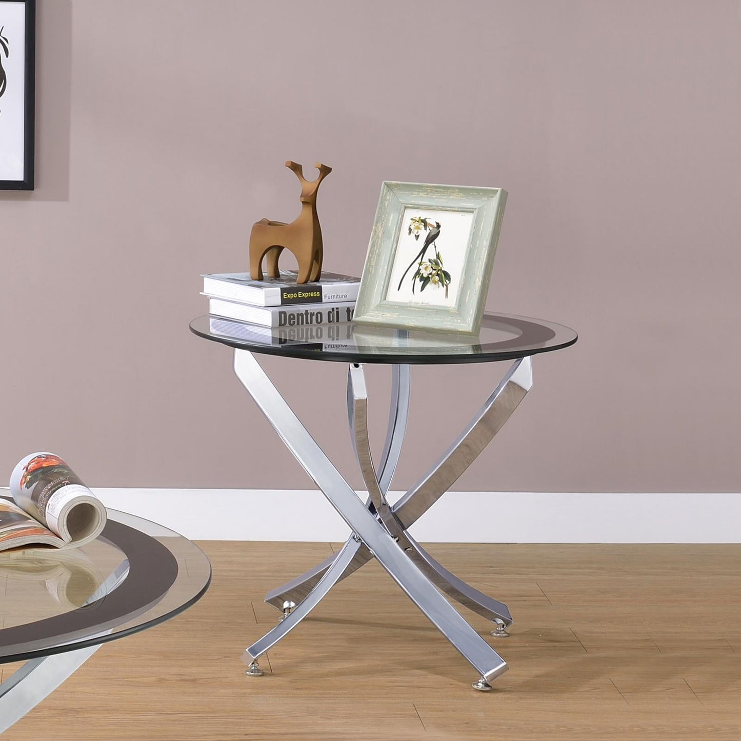 Brooke Glass Top End Table Chrome/Black - 702587 - Luna Furniture - Dallas Store