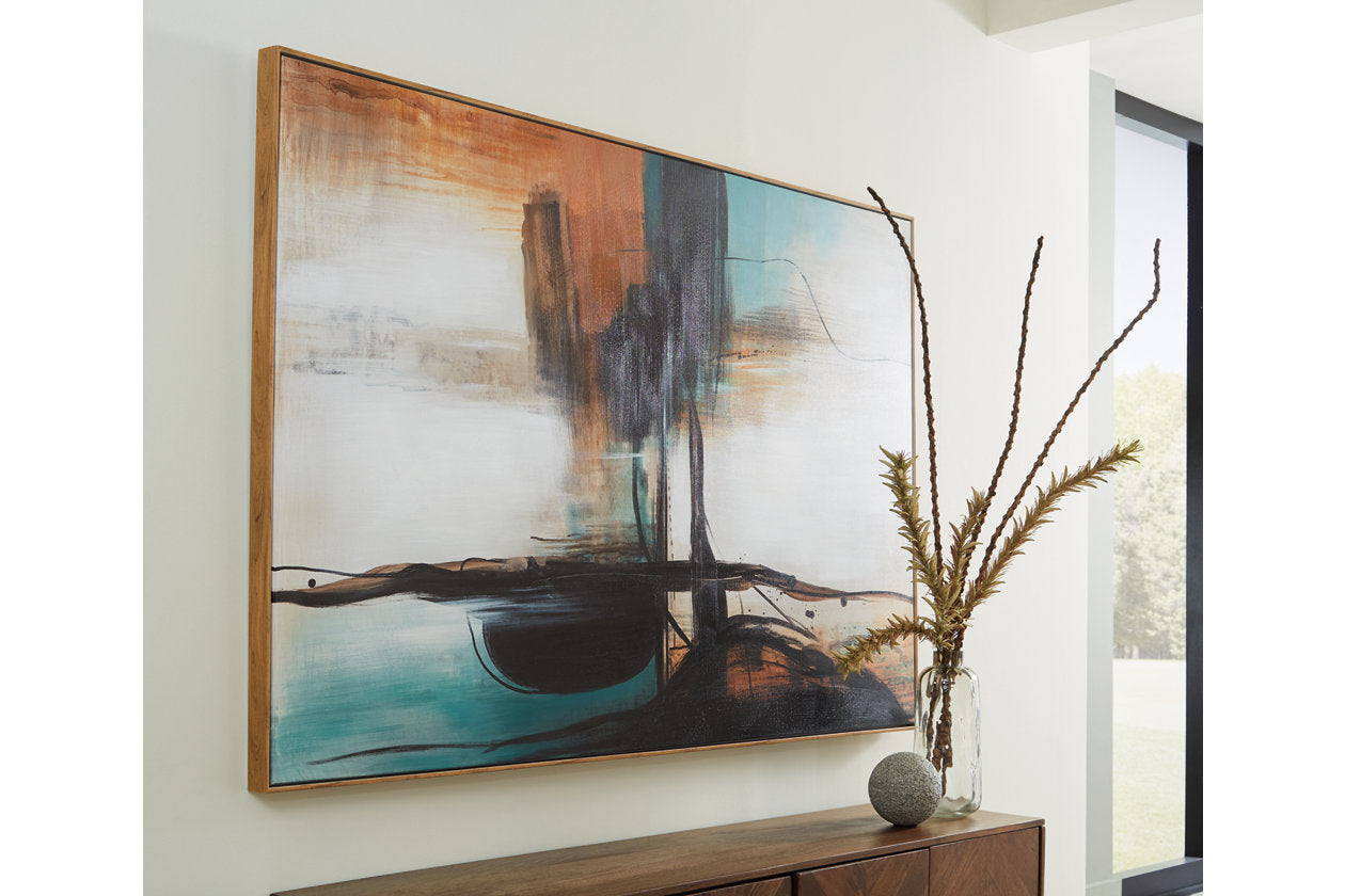 Brunonia Teal/Orange/Black Wall Art - A8000337 - Luna Furniture - Dallas Store