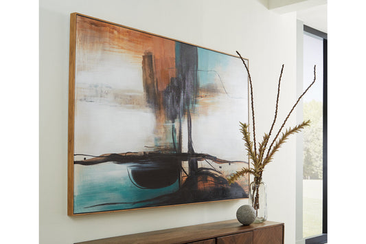 Brunonia Teal/Orange/Black Wall Art - A8000337 - Luna Furniture - Dallas Store